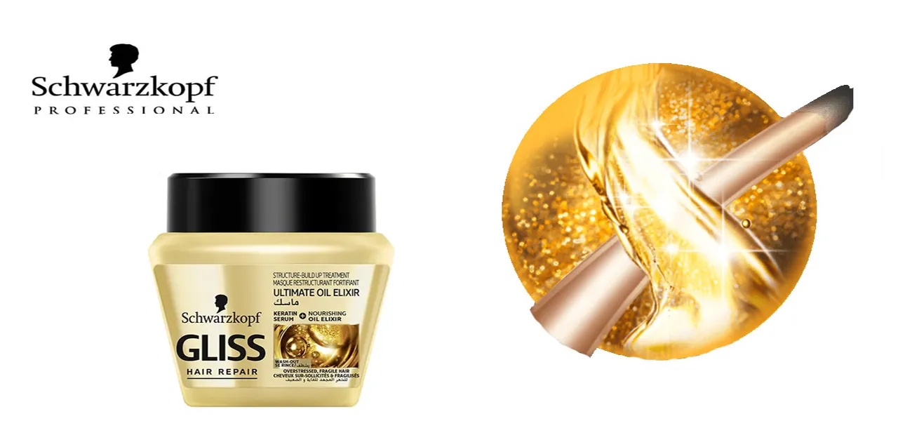 ماسک مو گلیس طلایی مدل ULTIMATE OIL ELIXIR با خاصیت شانه پذیری بالا | سان ماری
