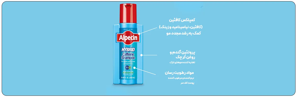 شامپو آلپسین Alpecin مدل هیبرید کافئین ضد ریزش و آبرسان حجم 250 میل | سان ماری