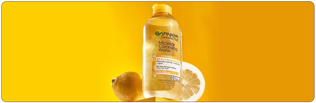 میسلار واتر گارنیر ویتامین سی Garnier Micellar Vitamin C 400ml قابل استفاده برای پاکسازی آرایش صورت، چشم، لب | سان ماری