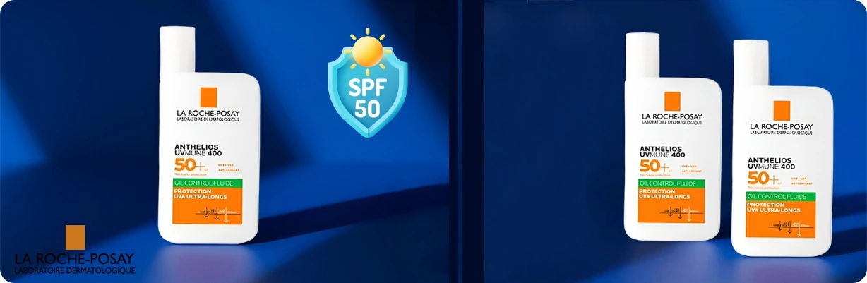 کرم ضد آفتاب فلویید بی رنگ لاروش پوزای برای پوست چرب و حساس با SPF 50 | سان ماری